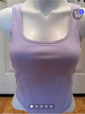 PINK Victoria's Secret Ribbed Square-Neck corset Tank — Lavender